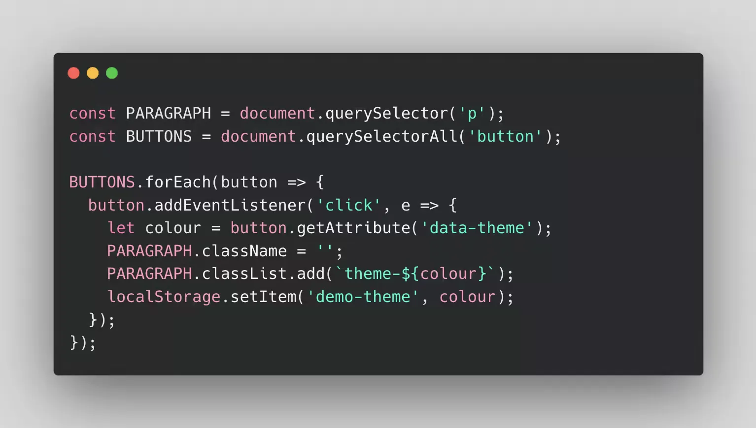 Screenshot of JavaScript code