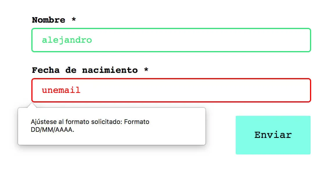 Mensajes de validación de formularios en Firefox