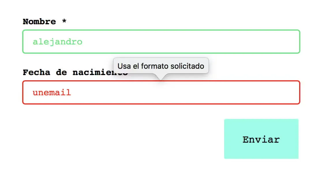 Mensajes de validación de formularios en Safari