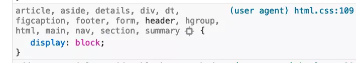 Styles applied by the browser to some tags